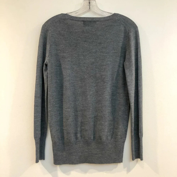 Markus Lupfer 100% Merino Wool Sequin Flamingo Crew Neck Grey Graphic Sweater XS - Picture 8 of 9